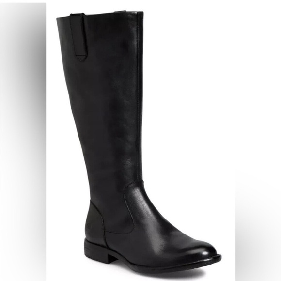Born Shaunie Black Leather Women’s Riding Boot Size 6 Wide Calf New $240 - Picture 1 of 9